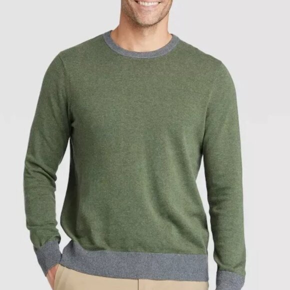 Goodfellow Men’s Crewneck Pullover Sweater | Size M | NWT | 100% Cotton | Olive - Picture 2 of 2